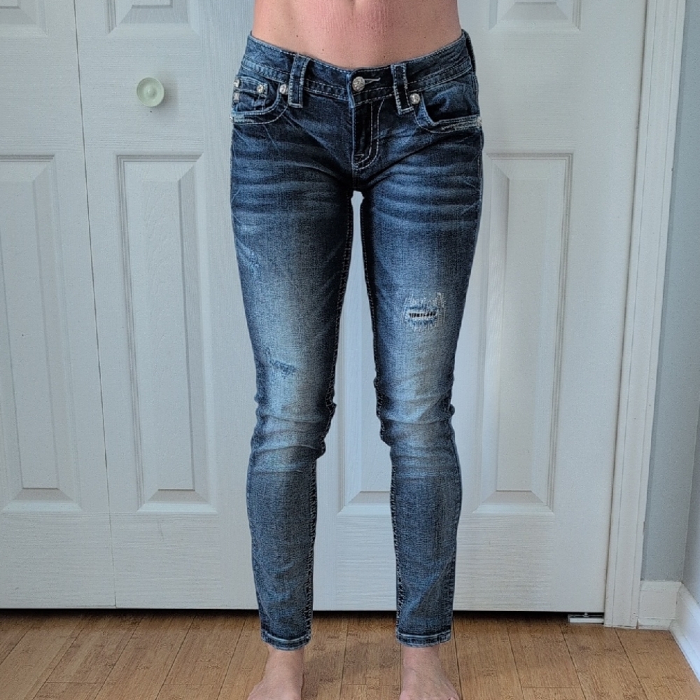 Miss Me Distressed Blue Skinny Jeans